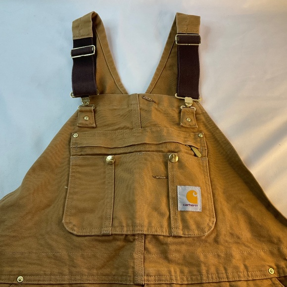 CARHARTT MENS QUILT LINED ZIP LEG 100% COTTON HEAVY DUCK OVERALLS SIZE 42x30 EUC - Picture 4 of 13